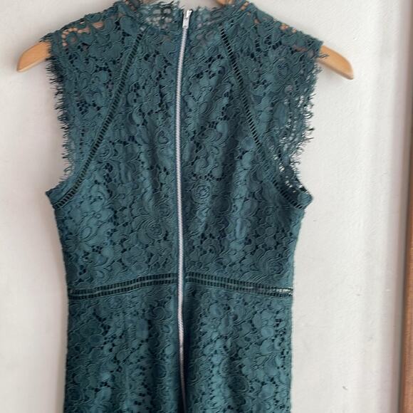 Bardot Lace Panel Sheath Dress Forest Green - Picture 11 of 16